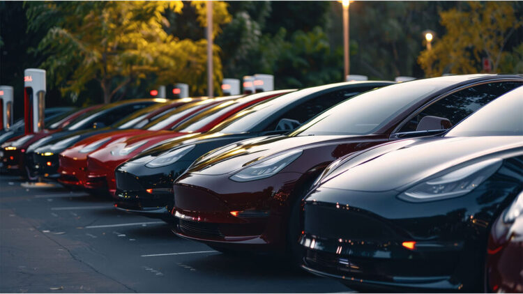 Row of Electric Vehicles