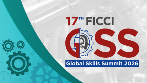 Banner for the 17th FICCI Global Skills Summit 2026 with event dates August 12–13, 2026 and venue at FICCI Federation House, New Delhi.