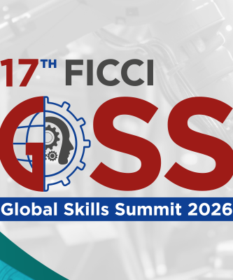 Banner for the 17th FICCI Global Skills Summit 2026 with event dates August 12–13, 2026 and venue at FICCI Federation House, New Delhi.